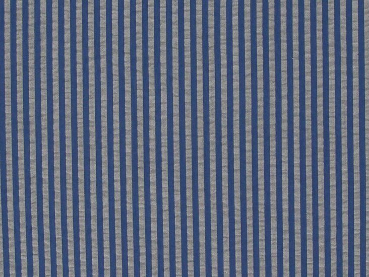 Premium Cotton Seersucker, Stripe, Blue