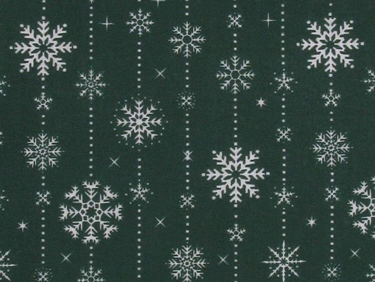 Snowflake Stripe Polycotton Print, Green