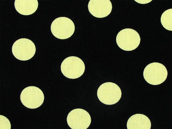 1 Inch Polka Dot Cotton Print Black and Yellow