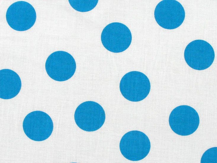 1 Inch Polka Dot Cotton Print White and Blue