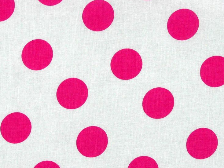 1 Inch Polka Dot Cotton Print White and Pink