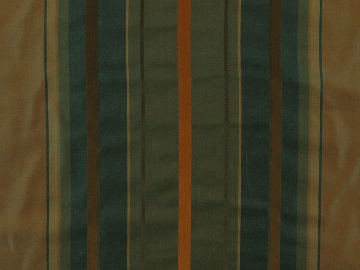 Multi Stripe Silk Taffetta Satin Jaquard, Petrol