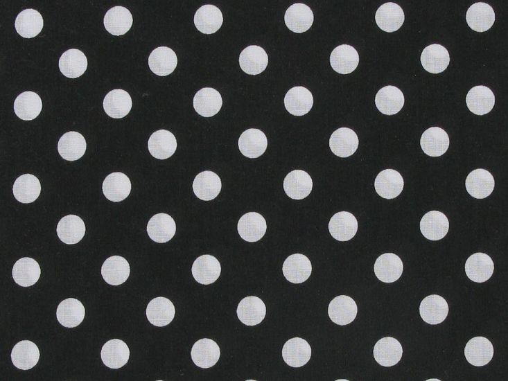 1cm Spot Polycotton Print, Black