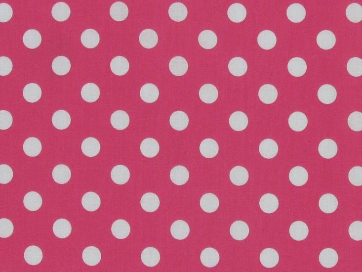 1cm Spot Polycotton Print, Cerise