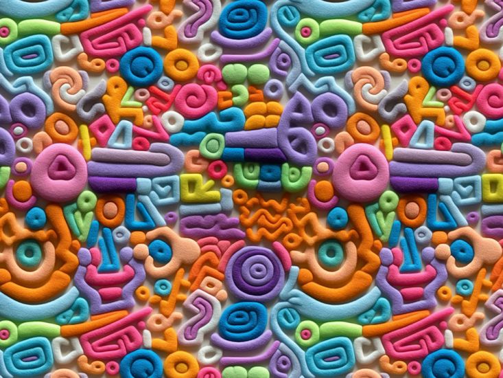 3D Fantasia Cotton Print, Abstract Felt