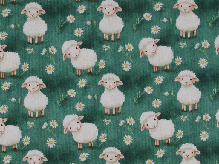 3D Fantasy Jersey Print, Lamb Meadow, Green