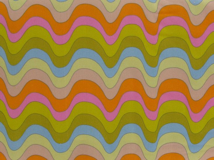70s Rainbow Wave Printed Cotton Needlecord