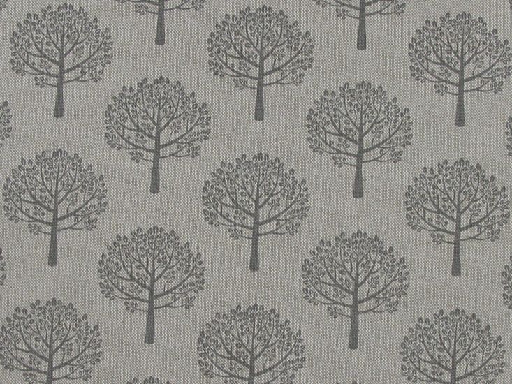Linen Look Printed Panama Mulberry Trees, Grey
