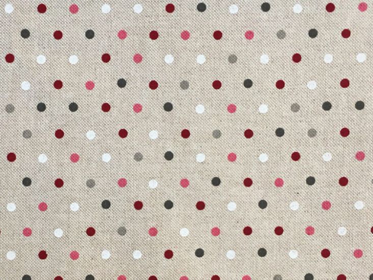 Linen Look Printed Panama, Dots, Berry