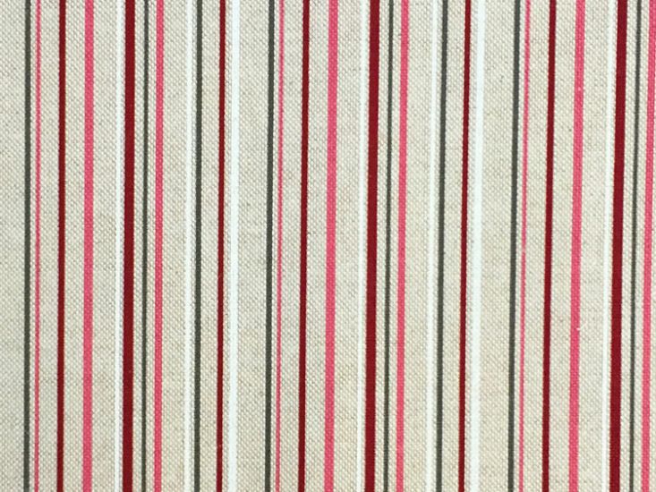 Linen Look Printed Panama, Stripe, Berry