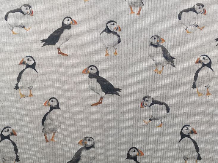 Sea Birds Puffins  Cotton  Digital print Detail 140cm wide Curtain/Craft Fabric 