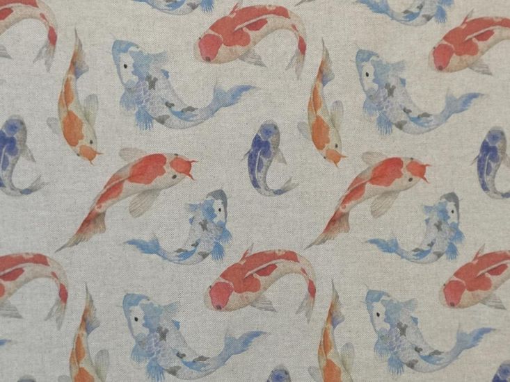 Linen Look Digital Printed Panama Koi Fish