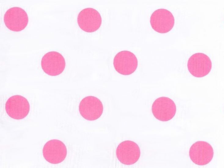 Large Pink Polka Dot on White Background Polycotton Print