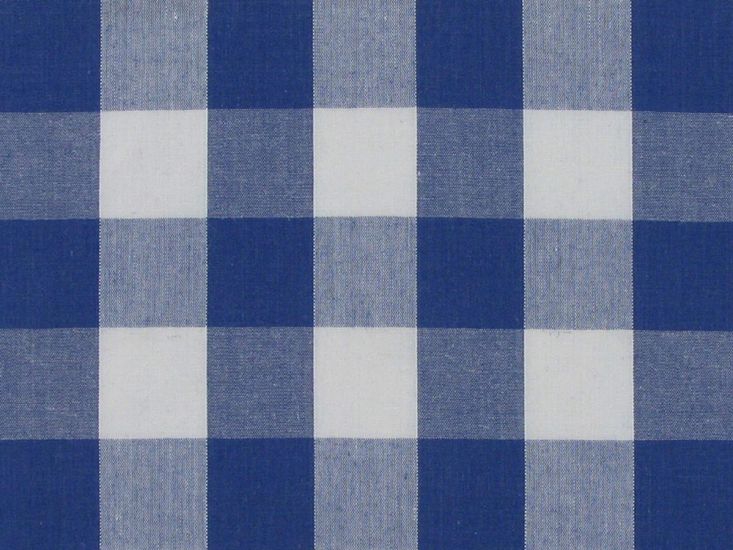 Woven Polycotton Gingham, 1 inch, Royal Blue