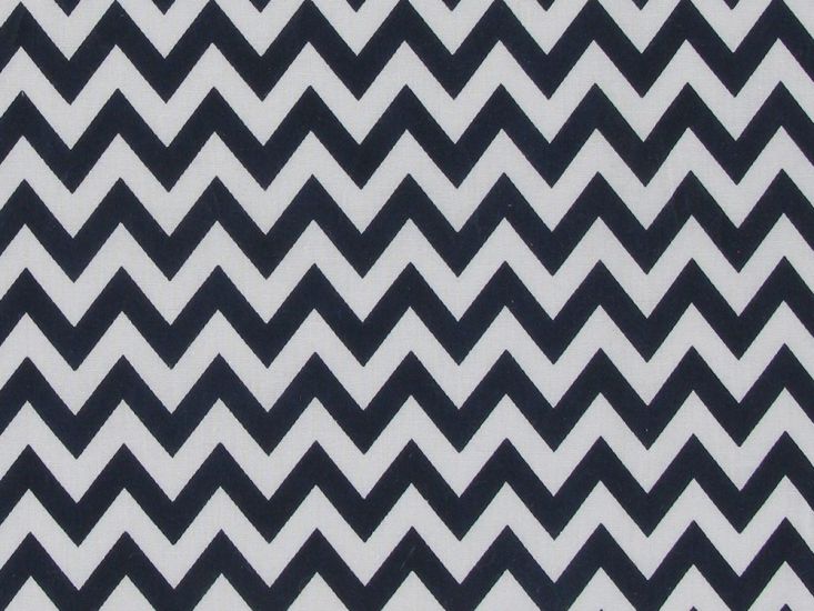 Chevron Polycotton Print, Black