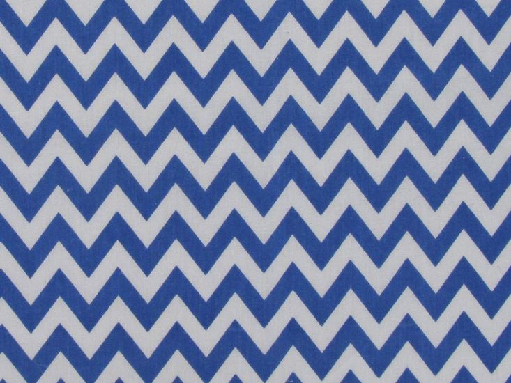 Chevron Polycotton Print, Royal Blue