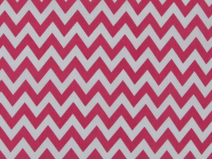 Chevron Polycotton Print, Pink