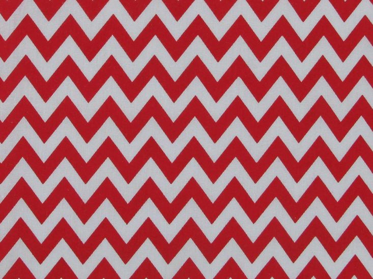 Chevron Polycotton Print, Red