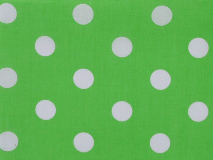 Large White Polka Dot on Green Background Polycotton Print