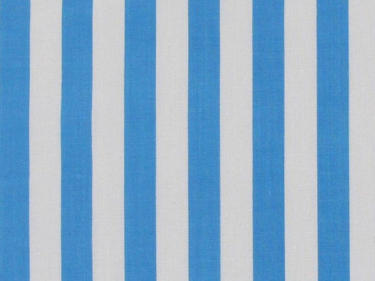 Medium 1cm Stripe Polycotton Print, Light Blue
