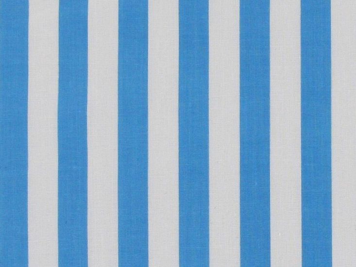 Medium 1cm Stripe Polycotton Print, Light Blue