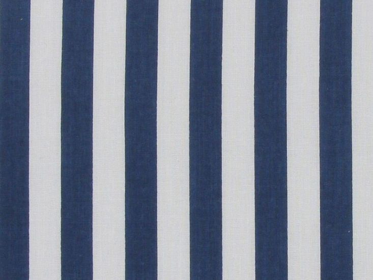 Medium 1cm Stripe Polycotton Print, Navy Blue