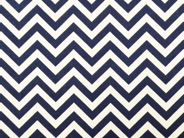 Chevron Polycotton Print, Navy