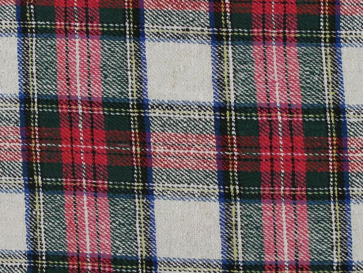 Raw Silk Noile Tartan, White