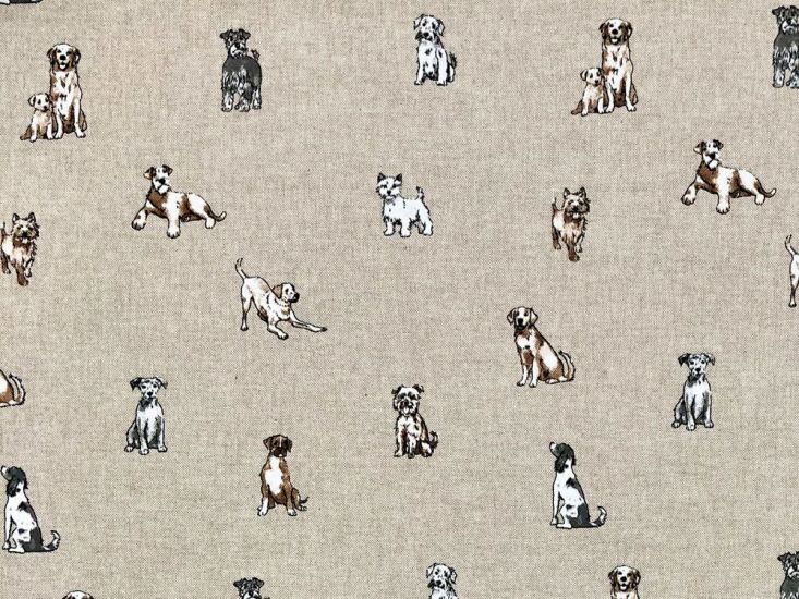 Linen Look Printed Panama, Shabby Dogs