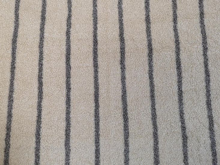 Premium Soft Stripe Sherpa Fleece, Grey and Cream