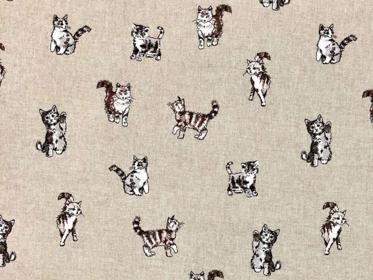 Linen Look Printed Panama, Shabby Cats