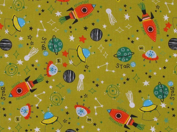 Adventure And Beyond Cotton Print, Ochre