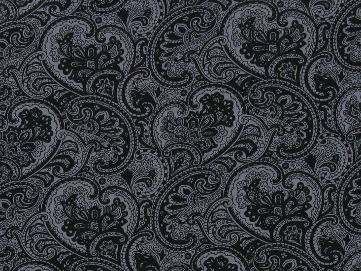 Agal Paisley Cotton Poplin  Print, Black