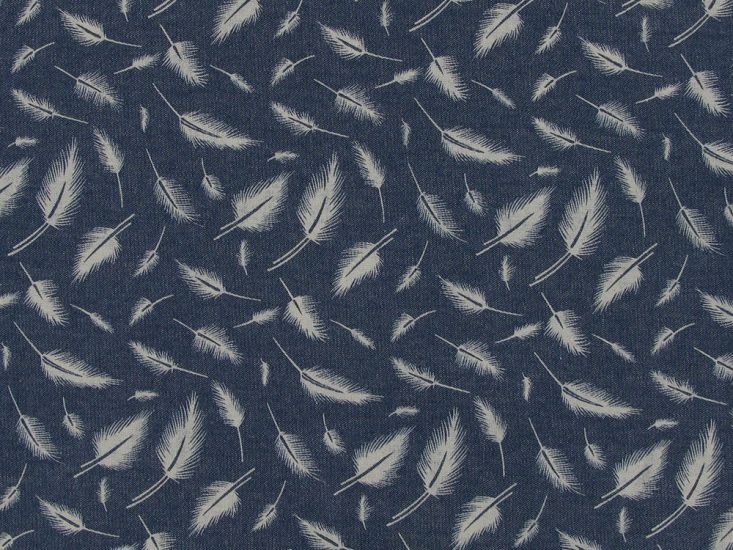 Allover Feathers Printed Denim