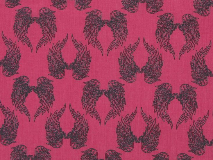 Angel Wings Polycotton Print, Fuchsia