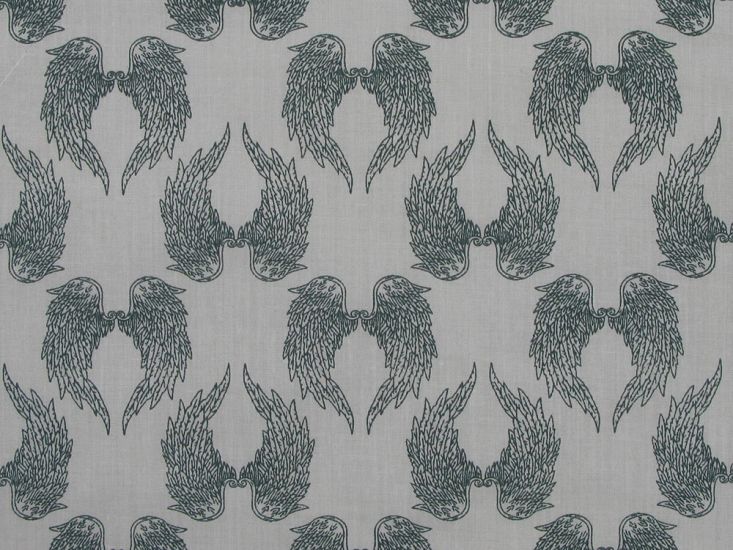 Angel Wings Polycotton Print, Grey