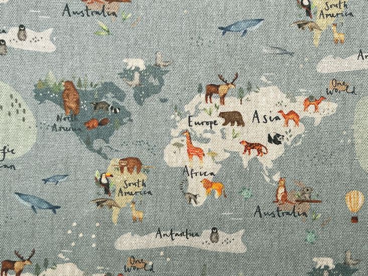 Animal Atlas Linen Look Cotton Panama, Blue