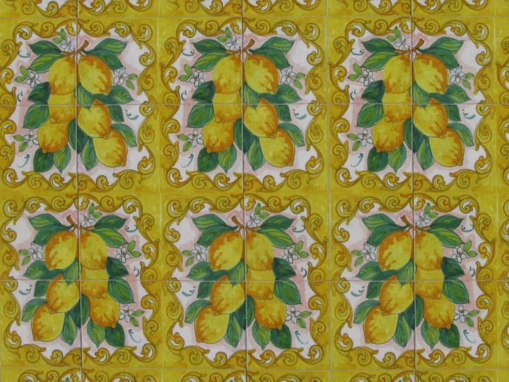 Artisan Lemon Cotton Print, Gold