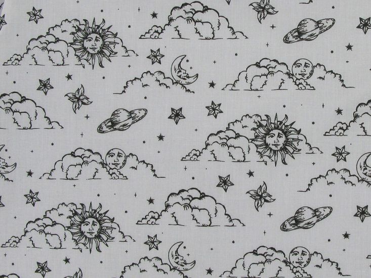 Astrology View Polycotton Print, White