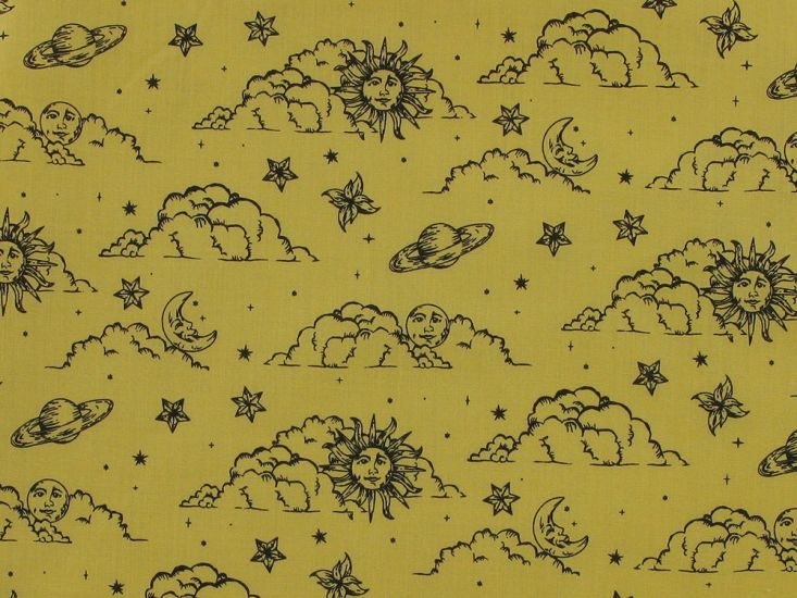 Astrology View Polycotton Print, Yellow