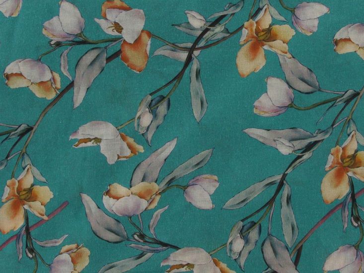 Aurora Cotton Lawn Print, Teal