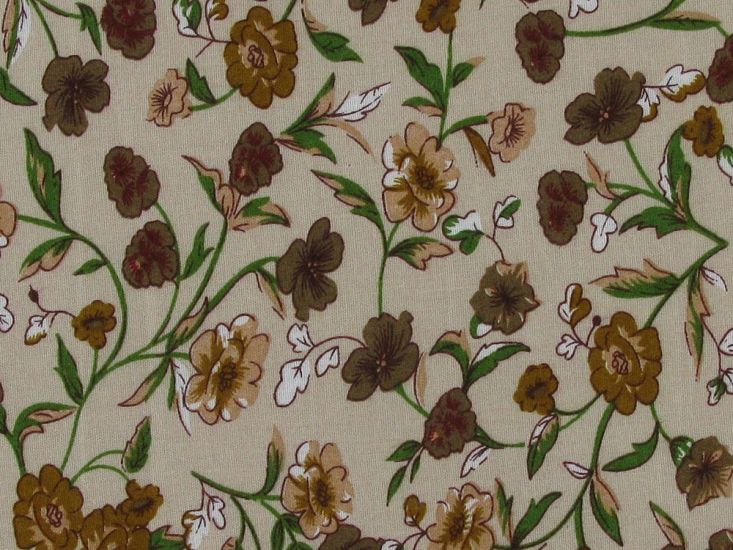 Autumn Garden Trail Viscose Print, Beige