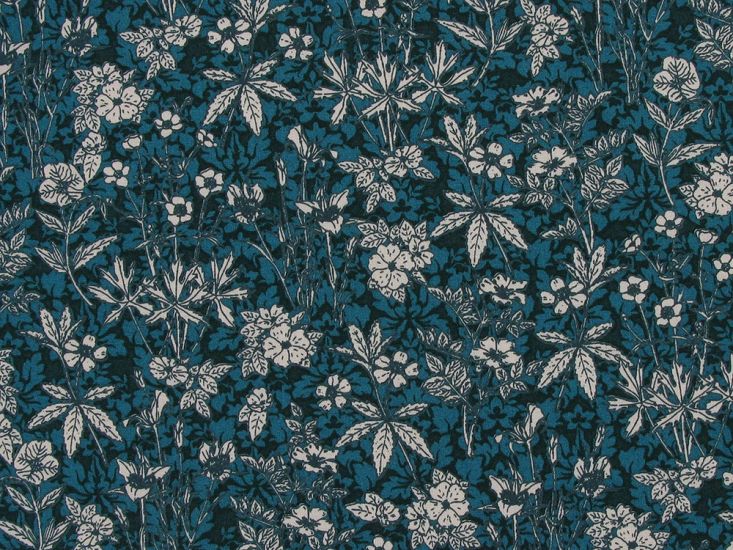 Autumn Leaves Cotton Print, Teal