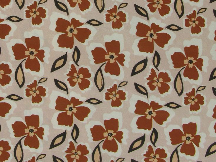 Autumn Petals Printed Crystal Crepe, Light Pink