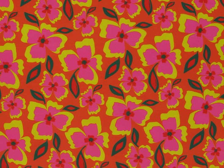 Autumn Petals Printed Crystal Crepe, Orange