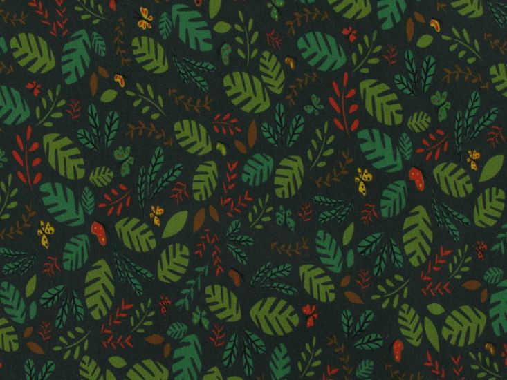 Autumn Season Cotton Jersey Print, Green