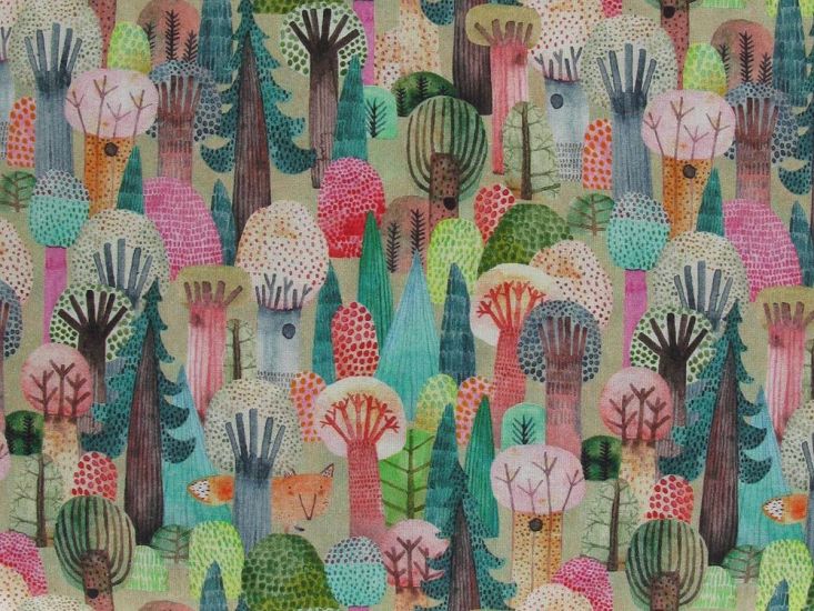 Autumn Tree Forest Cotton Print