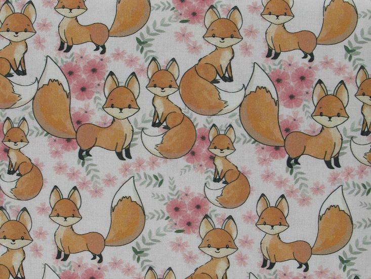 Baby Fox Poppy Digital Cotton Print