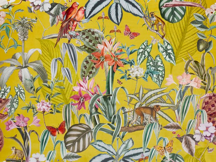 Barbados Printed Velvet, Citron