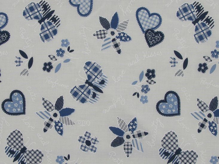 Beauty Kisses Polycotton Print, Cream